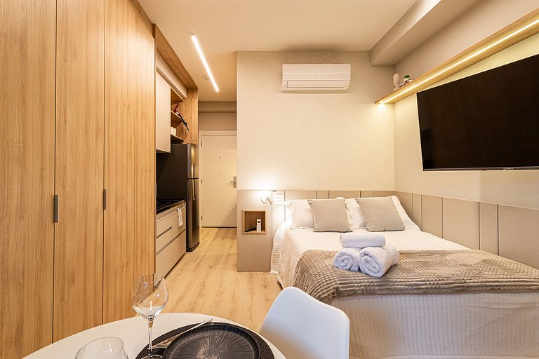 Studio Moderno e Aconchegante 27m | Campo Belo